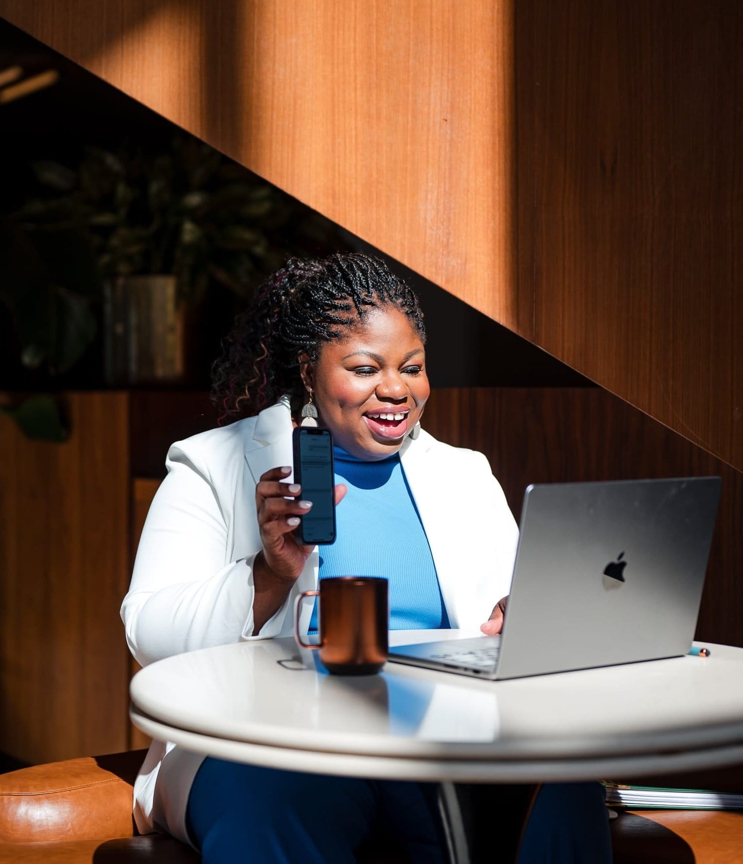 Blessing Richardson working at her laptop